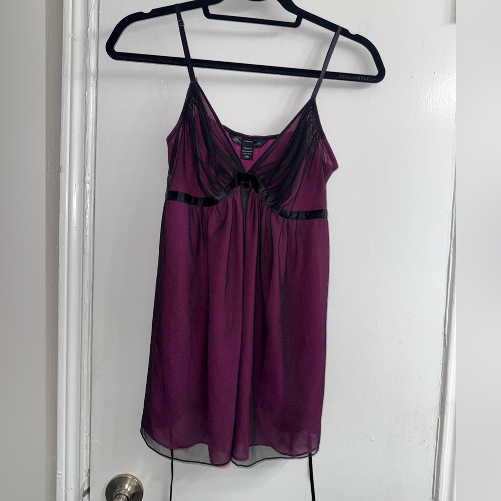 Victoria's Secret purple and black sheer babydoll size M